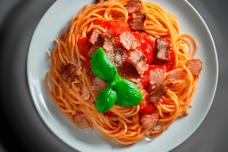 Špagety Amatriciana s česnekem, chilli a panchettou